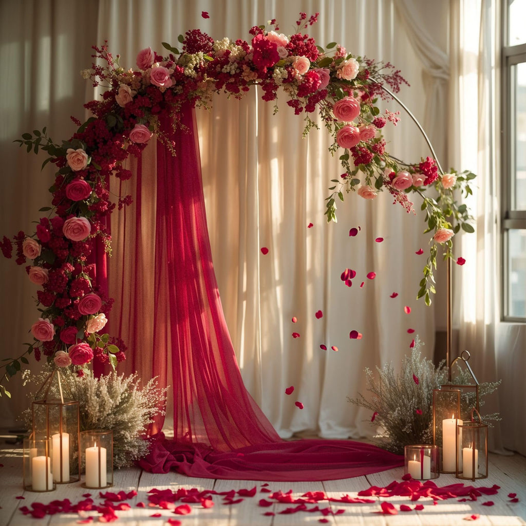 Burgundy Wedding Arch Draping Fabric, 2 Packs 29" x 20FT Sheer Fabric Arch Drapery Curtain Backdrop Ceiling Drapes