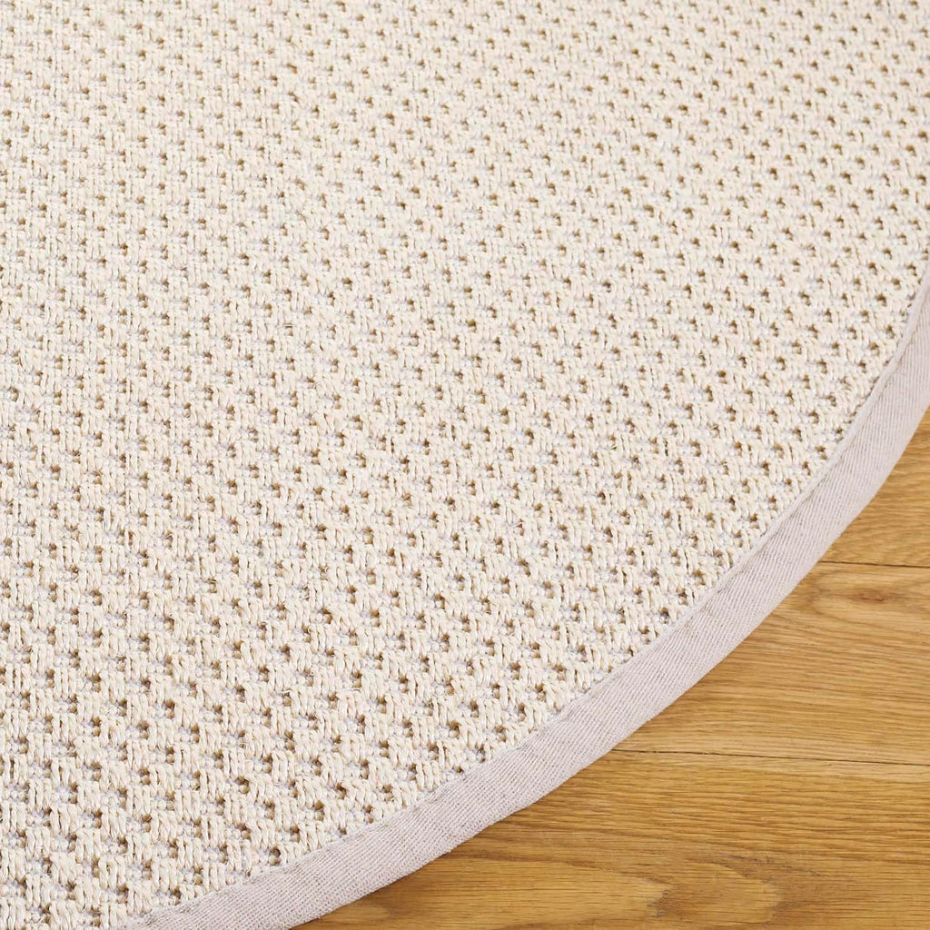 Natural Fiber Collection Area Rug - 10' Square, Ivory & Light Beige, Border Sisal Design, Easy Care, Ideal for High