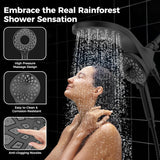 High Pressure Rain Shower Head with Handheld Spray Combo: Detachable Dual Shower Head with 10 Sprays Modes