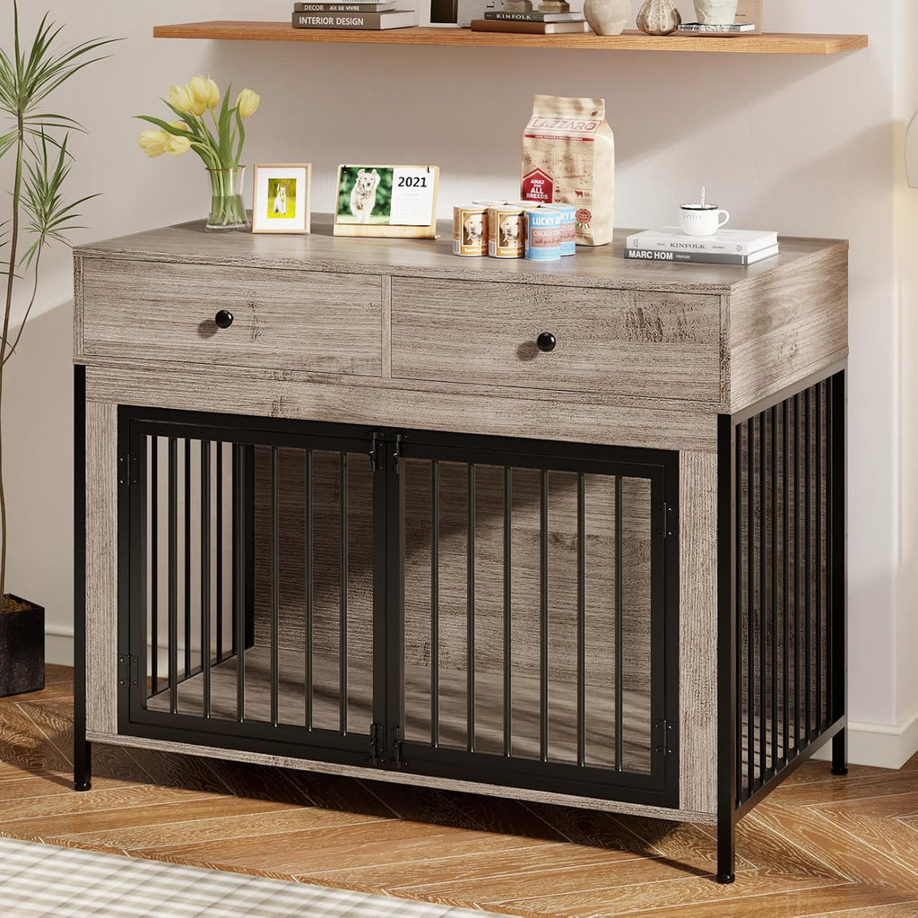 Dog Crate Furniture with Storage Drawers