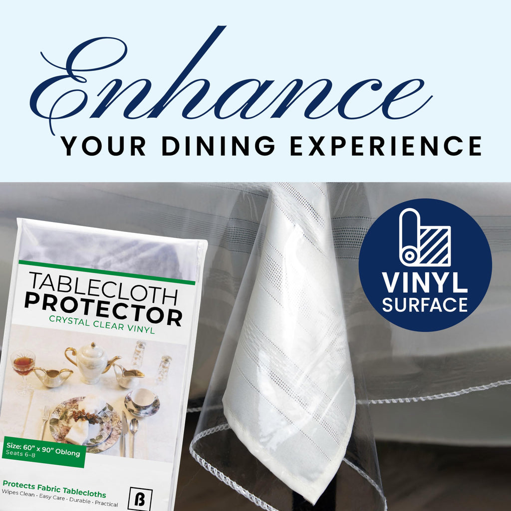 Heavy Duty Clear Plastic Table Cover Protector Rectangle 60x90 - Waterproof, Oil Proof, Wipeable Vinyl Tablecloth
