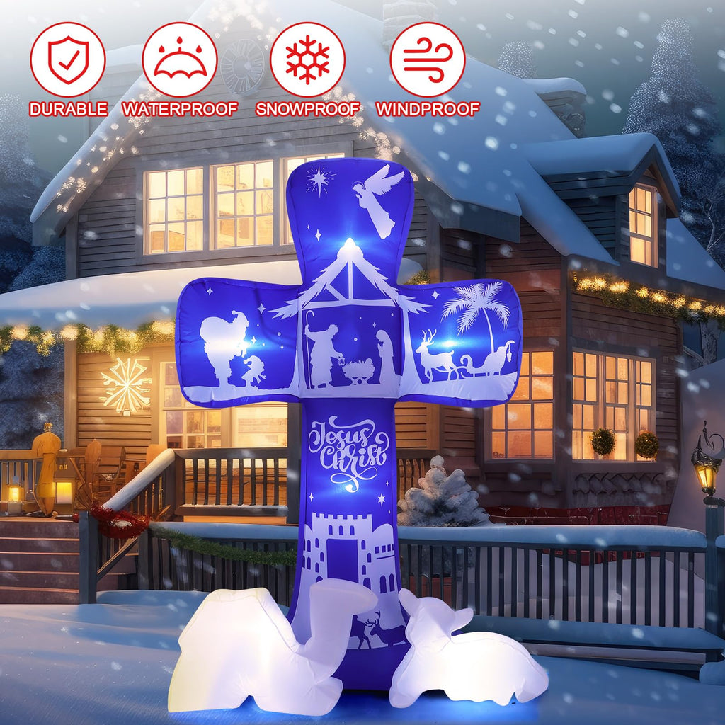 7 ft Outdoor Christmas Inflatable Nativity Scene Built in LED Light