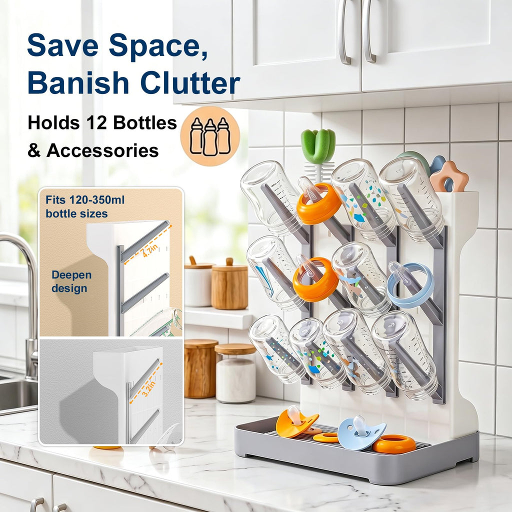 Baby Bottle Drying Rack: Space Saving Vertical Bottle Dryer Holder