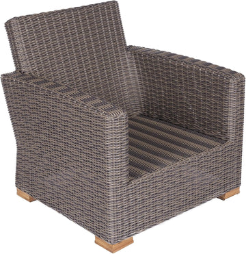 Sanibel Deep Seating Wicker Club Chair with Arms, Premium Teak Frame Outdoor Patio Chair, Frame Only, Durable