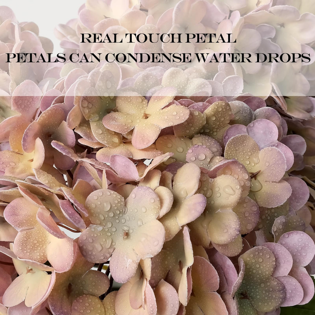 4Pcs Real Touch Vintage Artificial Hydrangeas, 21" Boho Fall Faux, Artificial Silk for Wedding Bouquet Centerpieces
