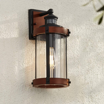Stan 15 1/2" Black Motion Sensor Industrial Outdoor Wall Light Fixture