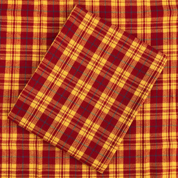 Wine Red & Amber Gold Plaid Fall Harvest Thanksgiving Fabric 57" W x 36" L