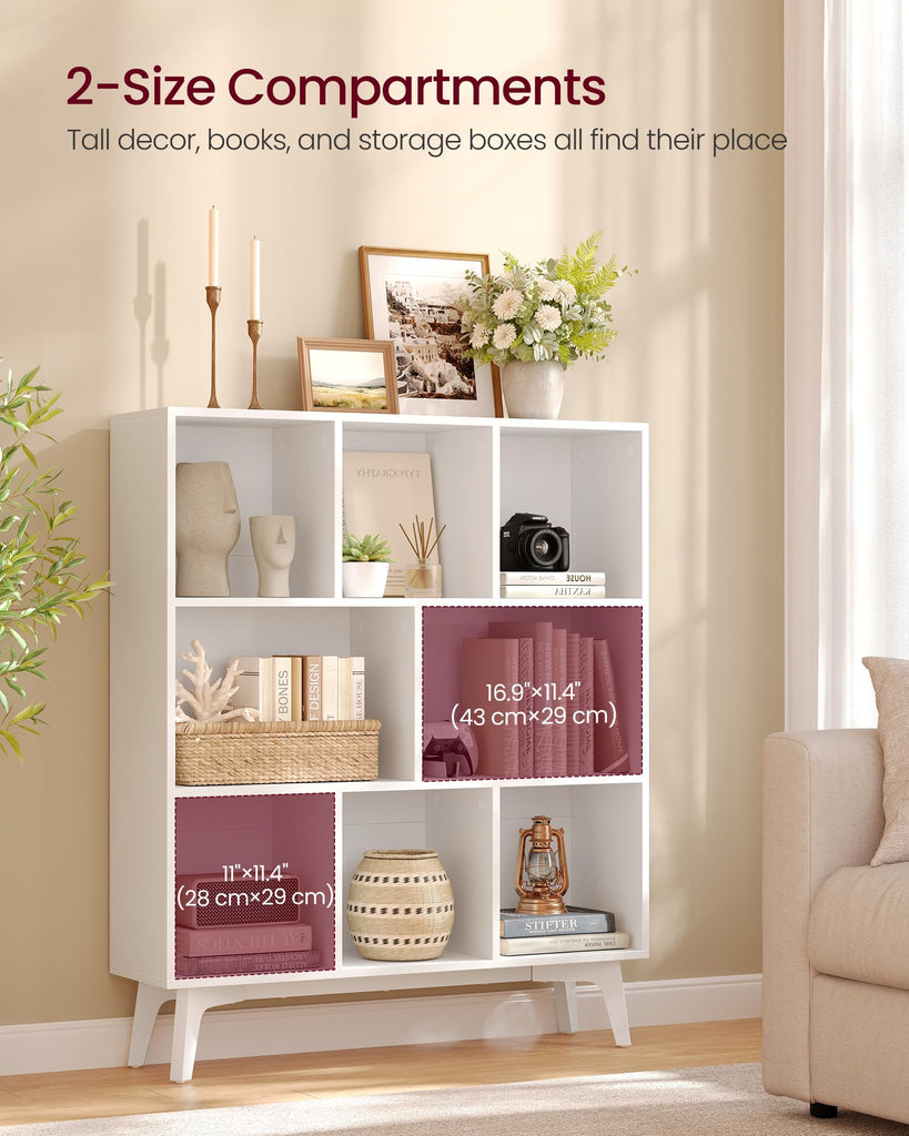 Mid-Century Modern 8-Cube Bookshelf, 35.4 x 9.4 x 42.3 Inch