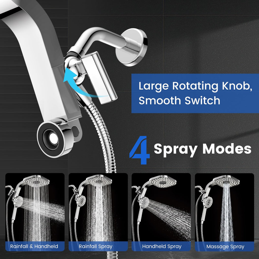 Rain Shower Head with Handheld, High Pressure Dual Shower Head Combo