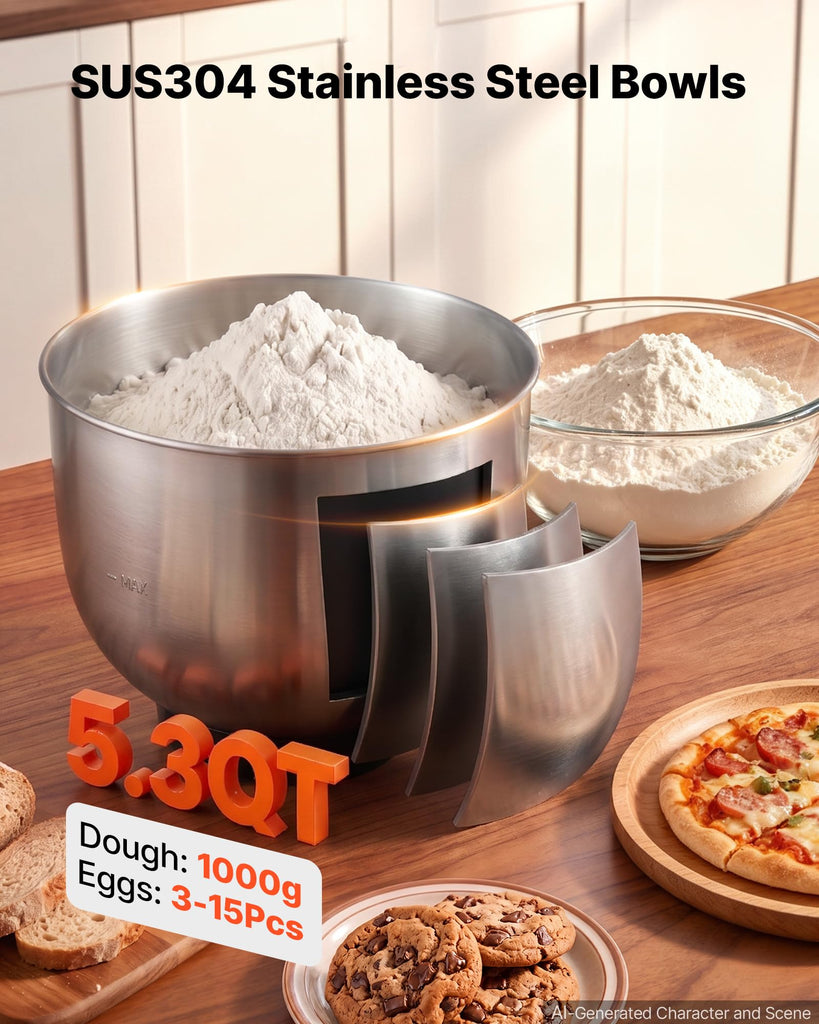 5.3 Qt Tilt Head Stand Mixer 400W Metal Electric Dough Mixer