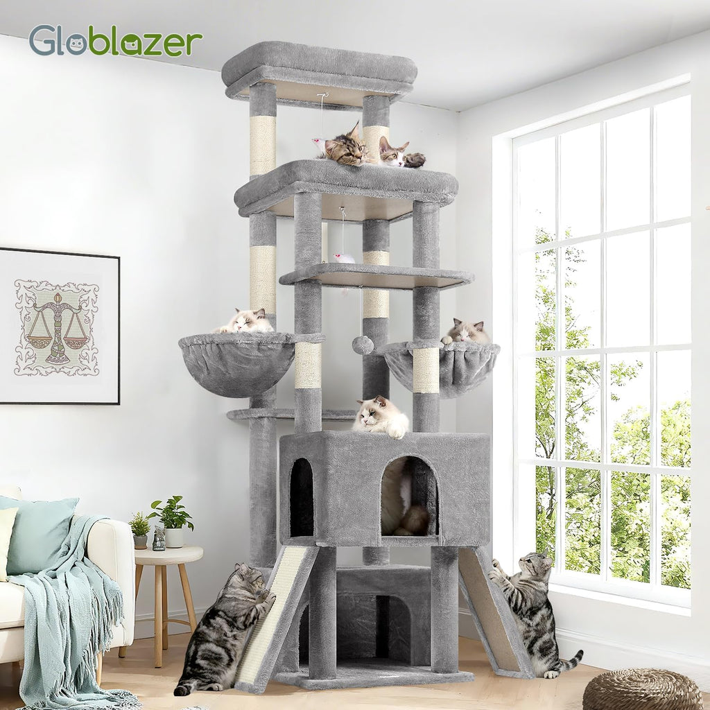Heavy Duty Cat Tree for 20lbs Large Adult Cats, Light Grey