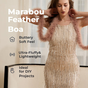 20g Fluffy Marabou Feather Boa for DIY Craft Sewing Trim Home Wedding Party Decoration-Light Brown - 2 Yards