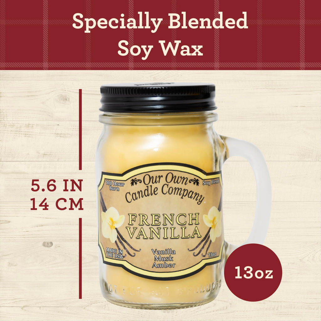 French Vanilla Scented Mason Jar Candle, 13 oz