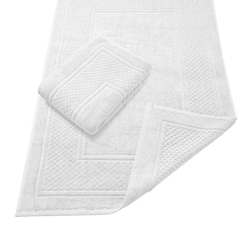 Towels White Bath Mat - 100% Cotton Set of 2 Absorbent Bathmat - Bathroom Mats Quick Dry Bath Mats s (22x34 Inches)