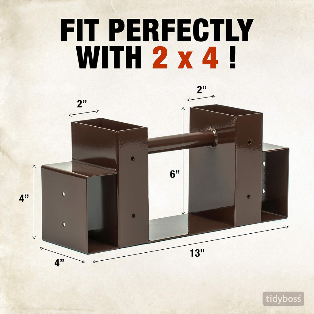 2 Pack Firewood Rack Outdoor | 2x4 Brackets for Wood | Lumber Storage Rack Log Holder | Adjustable to any Length with
