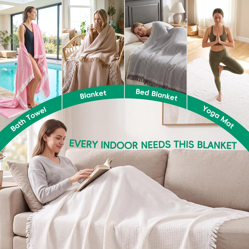 Extra Large Outdoor Boho Picnic Blanket Summer Woven Beach Mat Rectangle Tablecloth White Table Clothes Oversized XL