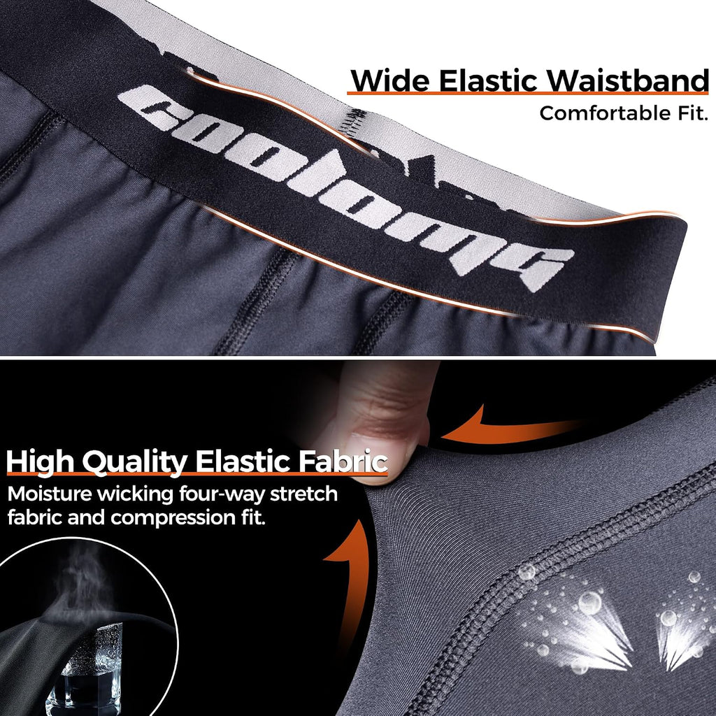 Youth Boys Compression Shorts with Athletic Cup Baseball Football