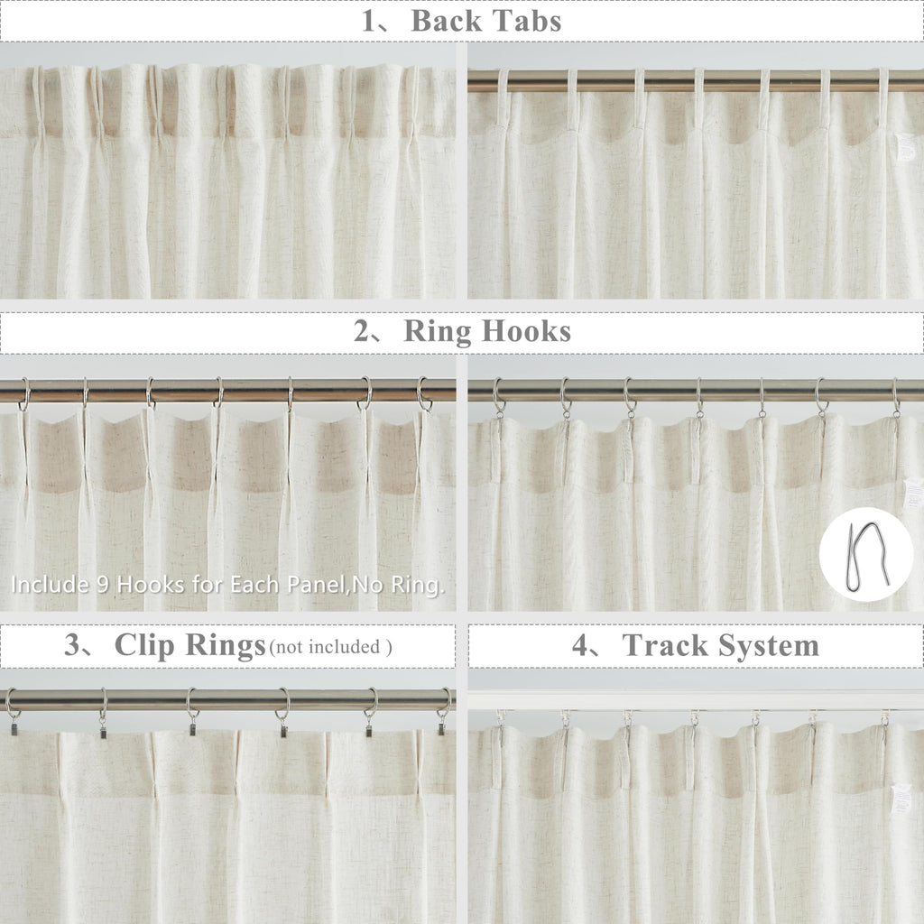 Bailey Linen Pinch Pleat Light Filtering Curtains 84 Inches Long