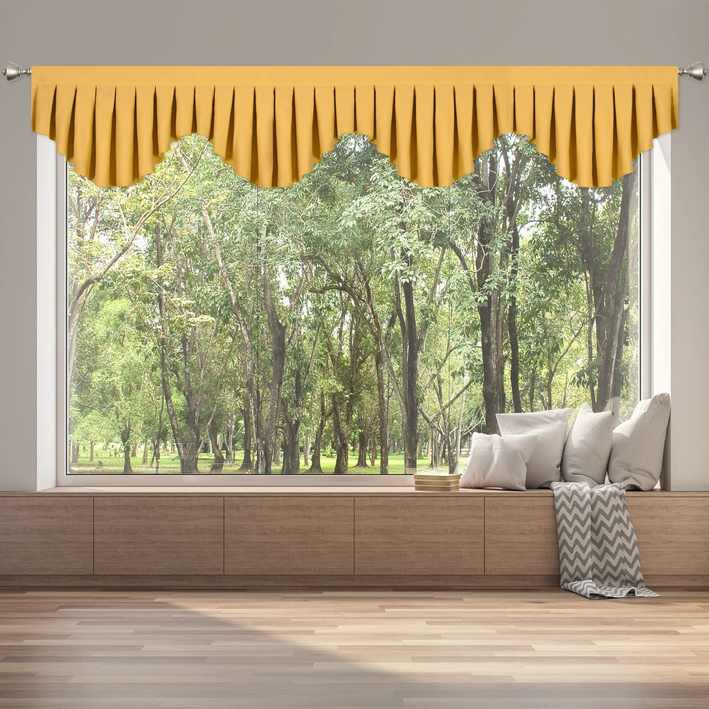 Blackout valances for Windows Energy Efficient Rod Pocket Curtain Valance Kitchen and Bedroom, Width 98 inch (Yellow