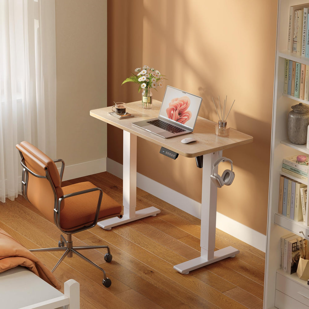 40" Small Electric Standing Desk Height Adjustable Desk, Maple