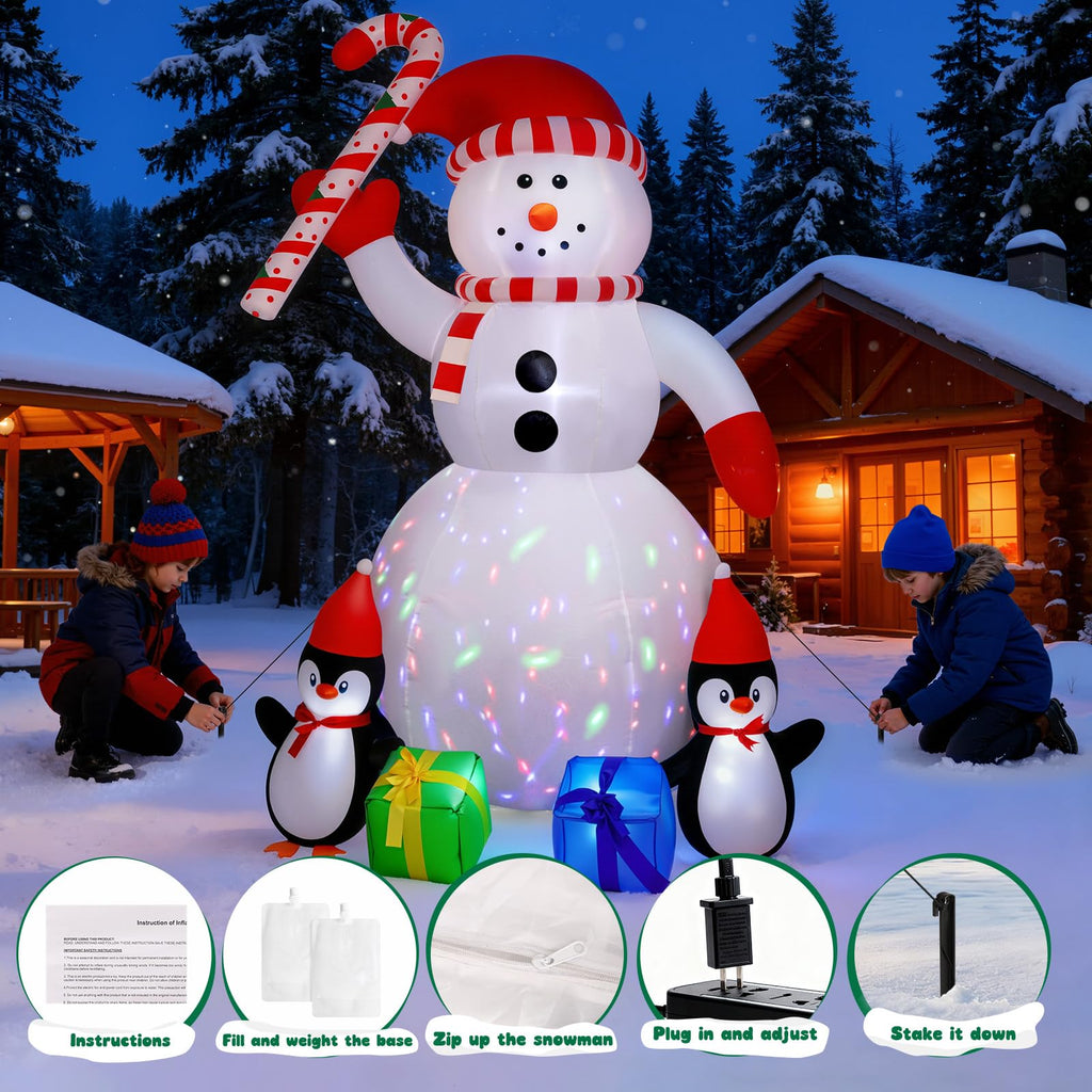 6FT Inflatable Christmas Snowman with LED Lights
