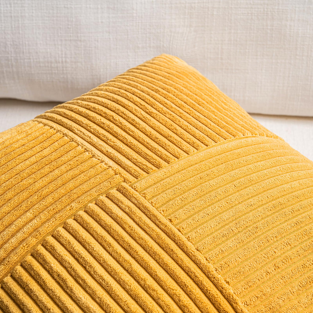 Gold Yellow Long Lumbar Decorative Throw Pillow Covers 16x24 Inch Couch Bed, Boho Farmhouse Fall Home Decor, Soft
