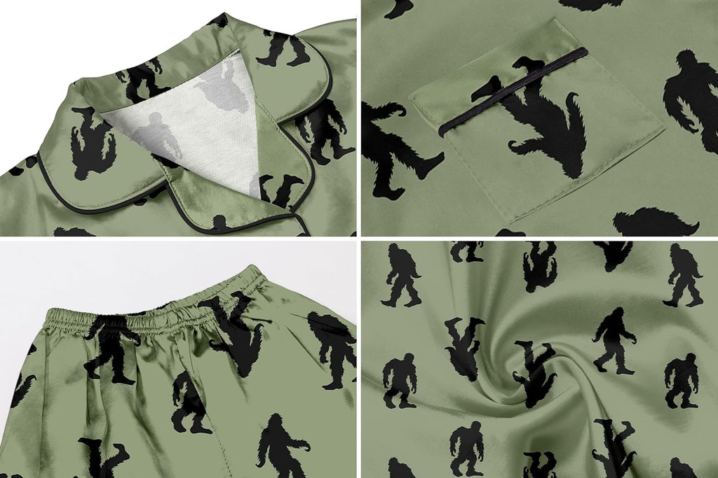 Boys Silk Pajamas Set Long Sleeve 2 Piece Sleepwear Button-Down Nightwear