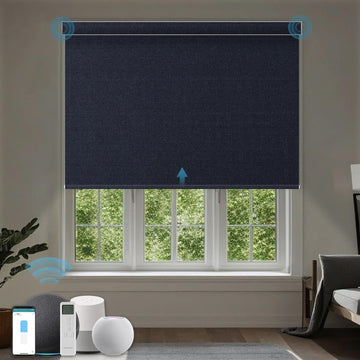 Motorized Roller Shades, 100% Blackout, Dark Onyx Black
