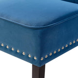 Blue Velvet Dining Chairs, DRM'SCUUM Comfy Dining Room Chairs, Soft Blue Velvet with Fabric Buttons and Nails
