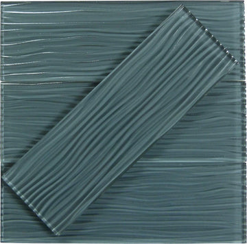 Oasis Tile Eclipse Grey Wave | 4x12 Glossy Glass Subway Tile