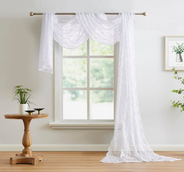 White Lace Window Scarf 216 Inches Long. LE White 216