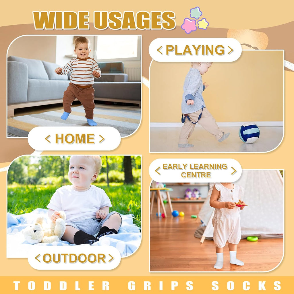 15 Pairs Toddler Socks, Kids Gripper Non Slip Toddlers Boy Girls Anti Skid Socks