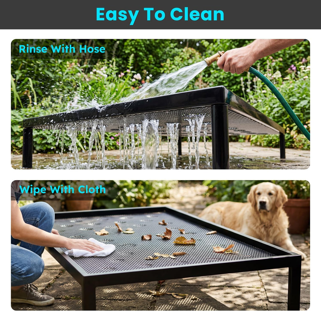 Chew Proof Elevated Dog Bed for Medium Dogs, 36" x 24" x 5", Black