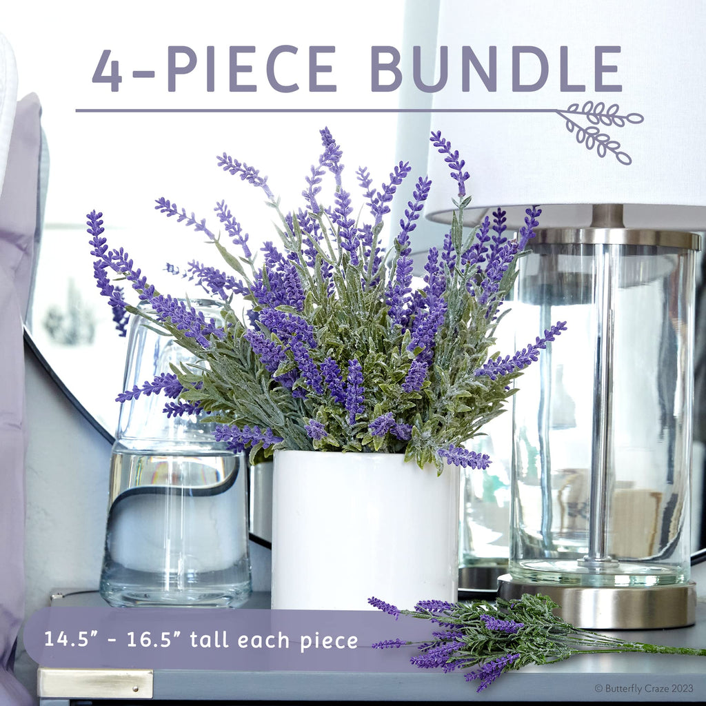 Lavender Artificial Flower Stems - UV-Protected Outdoor Artificial Plants - Plastic Flowers for Outdoors - Floral