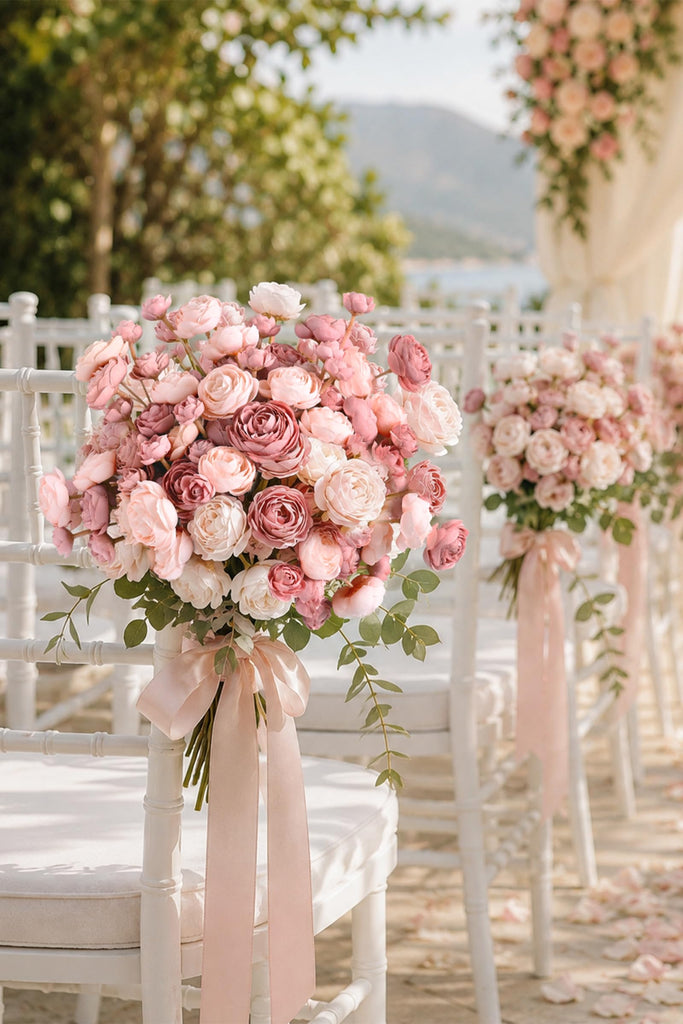 Ranunculus Artificial Flowers, 36Pcs 14In Fake Peonies Artificial Flowers, Dusty Rose Flower for Vase Silk Flower