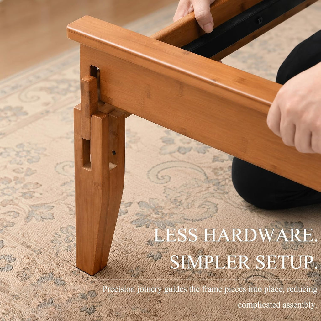 Bamboo Bed Frame, Japanese Joinery Bed, 30Min Simple Setup