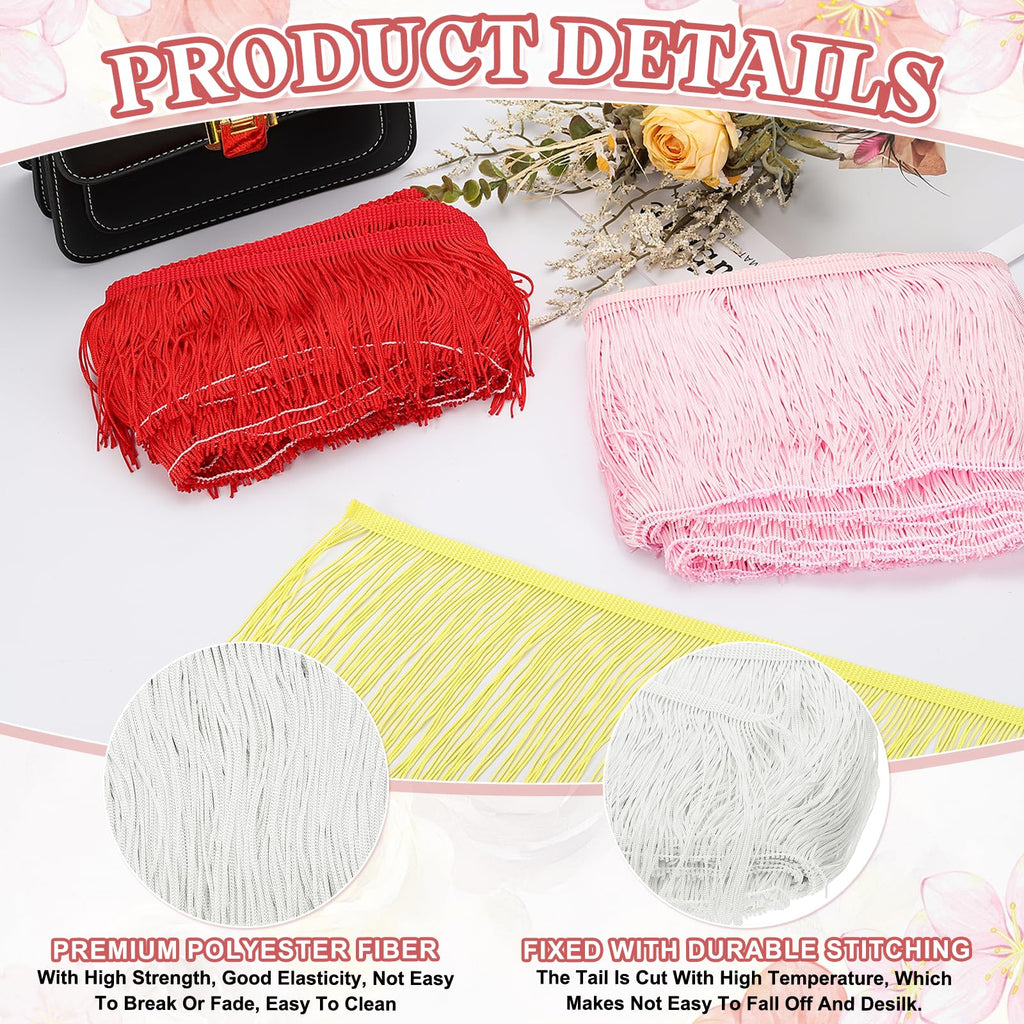 6 Inch Fringe Trim Tassel Sewing Trim, Polyester Chainette for DIY Craft Clothing Accessories Latin Wedding - 10 Yards