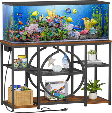 55-75 Gallon Aquarium Stand, Heavy Duty Fish Tank Stand with Charging Station, 850LBS Capacity Metal Frame Aquarium