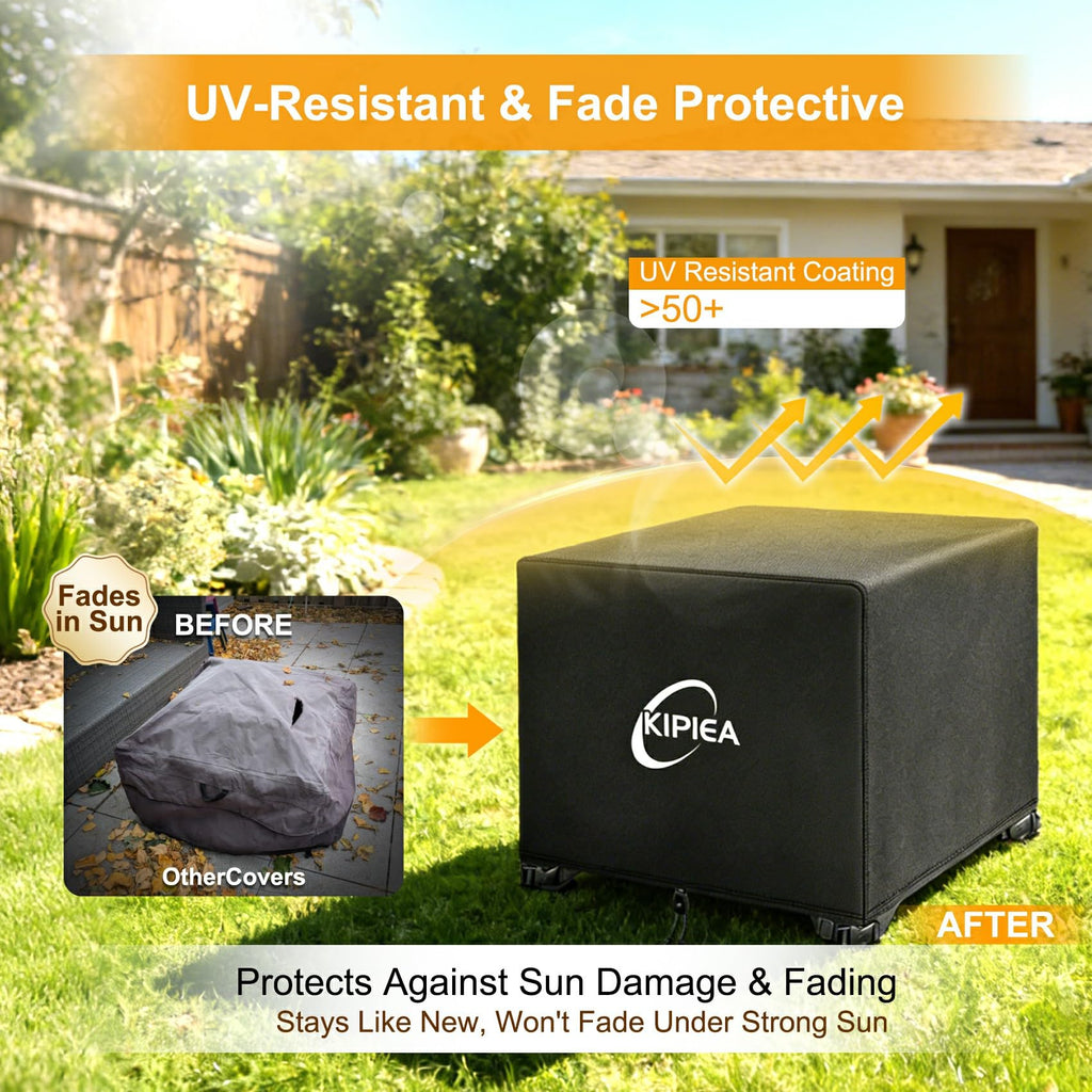 Square Fire Pit Cover, Upgraded 600D Strong Tear Resistant, 32" L x 32" W x 24" H 100% Waterproof Fire Pit Table