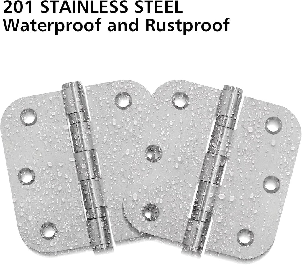 3 Pack 3.5 x 3.5 Inch Stainless Steel Door Hinges 3.5 x 3.5 Inch Silver Ball Bearing Door Hinges with 5/8 Radius
