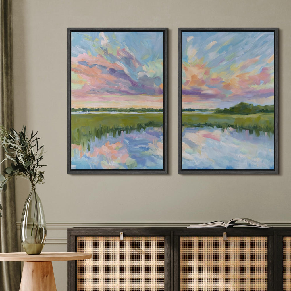 Framed Wall Art Print Colorful Impressionist Sky Reflection Landscape Illustrations Modern Art Decorative Bohemian