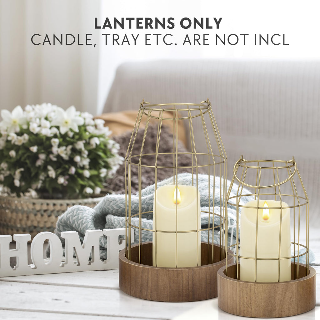 Rustic Farmhouse Lantern Decor Set of 2 - Stylish Decorative Lanterns
