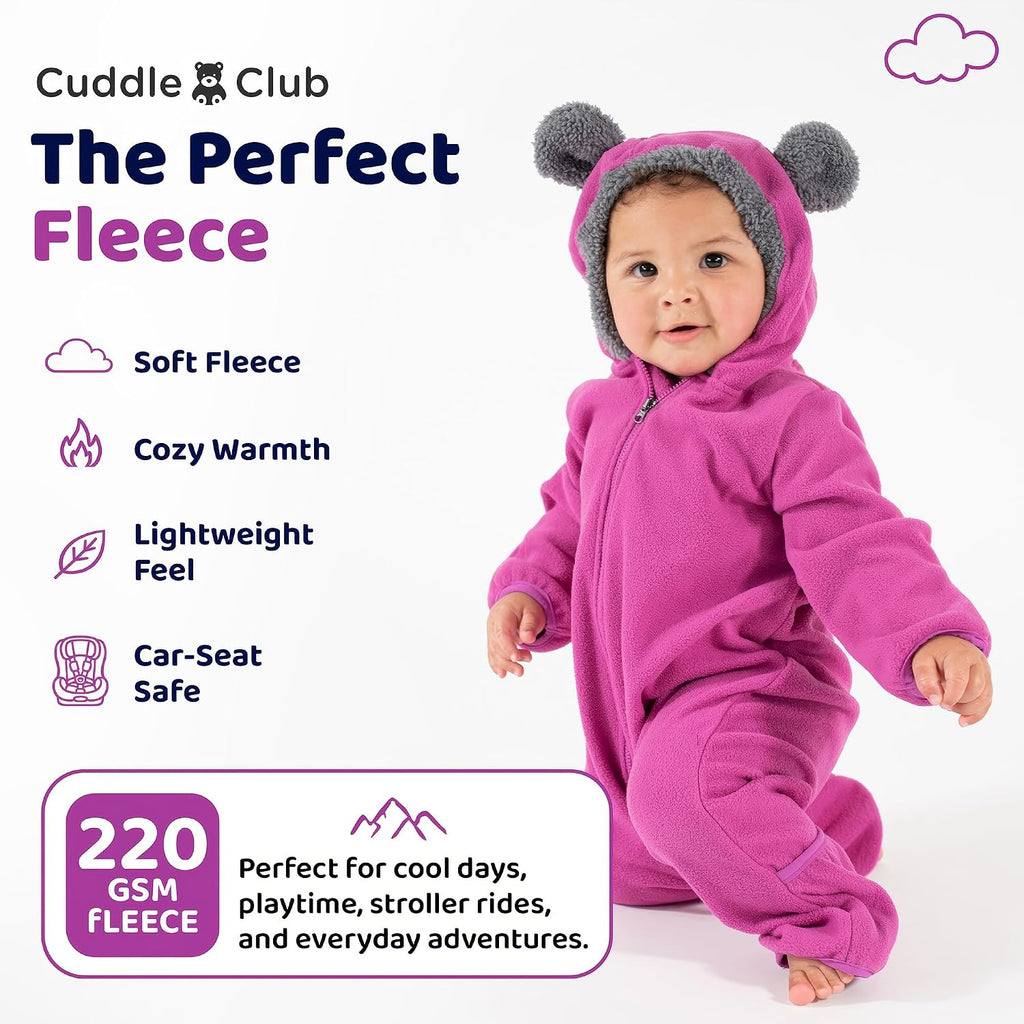 Fleece Baby Bunting Bodysuit Hoodie, Newborn