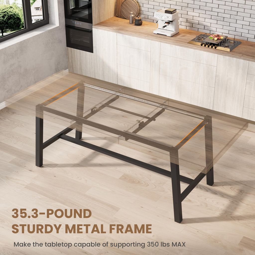 63-83" Extendable Dining Table, Industrial Rectangular Dining Room Table for 6-8 People, Expandable Kitchen Table