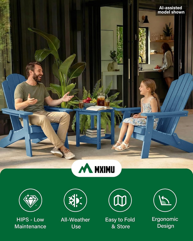 Folding Adirondack Chair for Outdoor, Easy to Assemble & Comfortable | All Weather Composite Plastic Adirondack