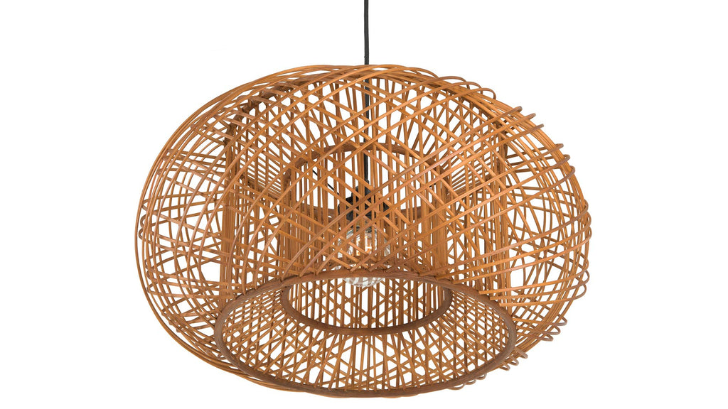 Bamboo Crisscross Pendant, Rustic Brown Ceiling Lamp