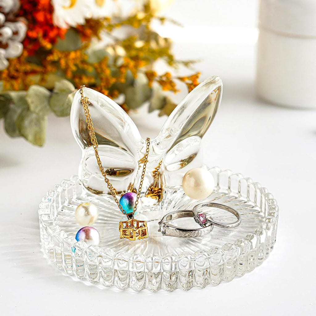 4 Inch Crystal Butterfly Ring Holder Dish Jewelry Tray Wedding Decor