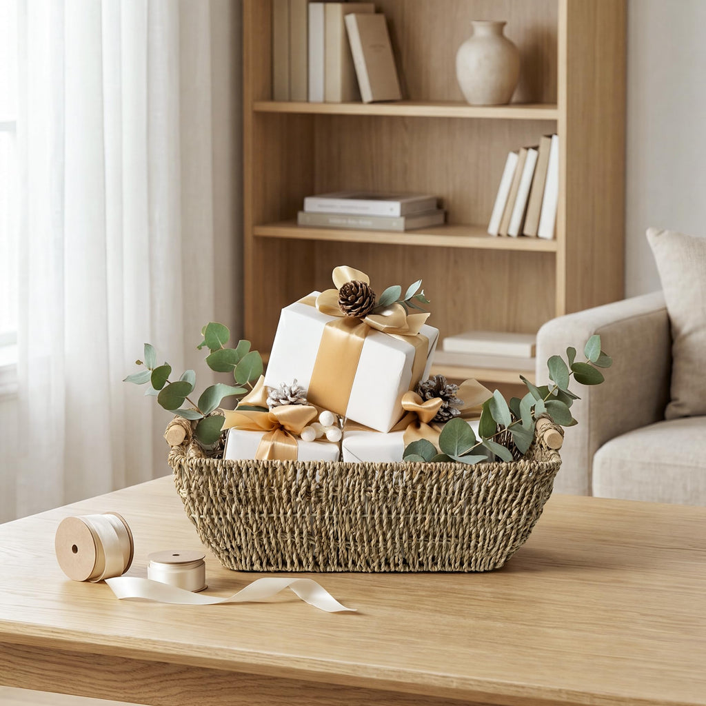 Wicker Baskets for Shelves, Seagrass Storage Baskets, 2 Pack