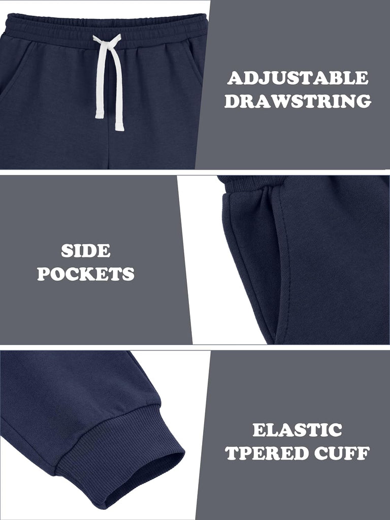 4 Pack Toddler Boys Sweatpant Kids Athletic Jogger Pant Pure Cotton