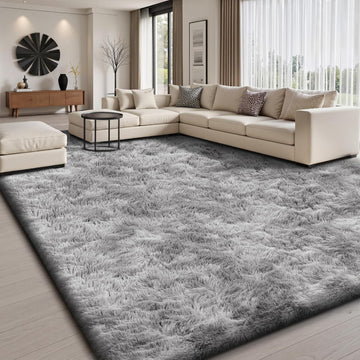 Area Rugs Living Room, Fluffy Shag Grey